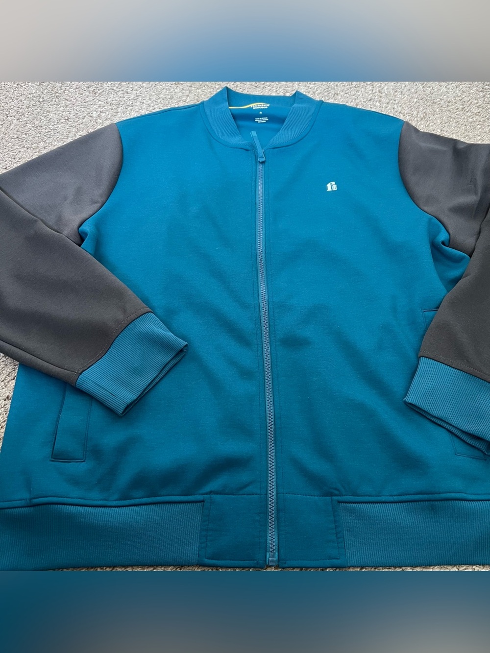 Bonobos Fielder Teal Blue Bomber Jacket with Charcoal Sleeves Size XL